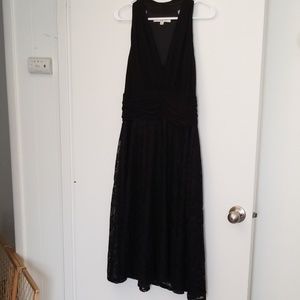V neck black dress